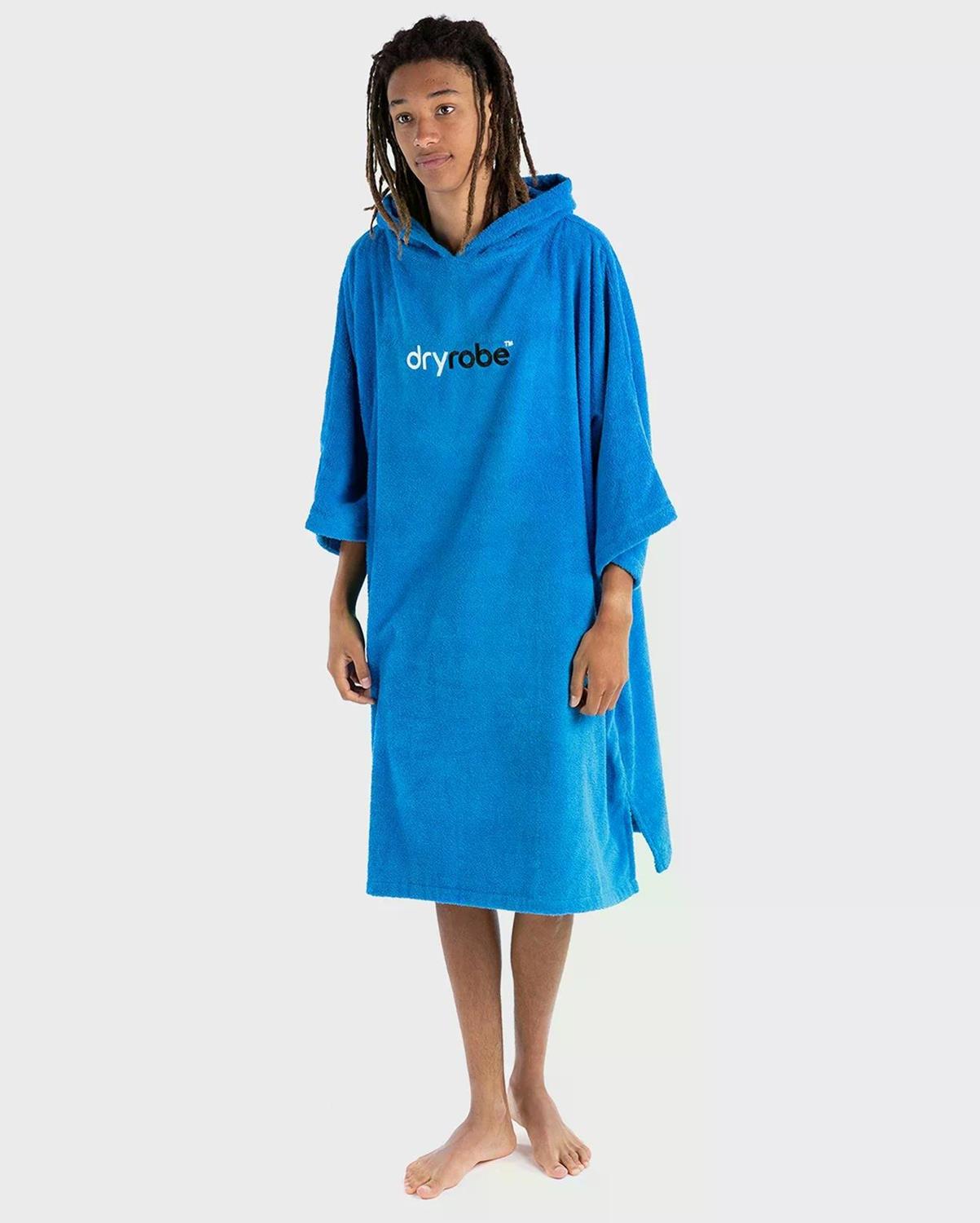DRYROBE Handtuchmantel Bio Baumwolle Blau unisex Towel Robe Beach Poncho