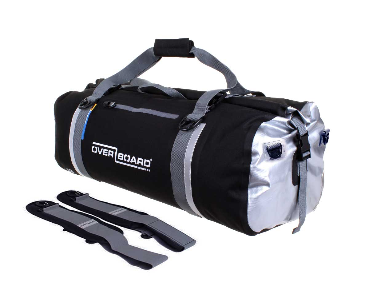 Overboard Waterproof Duffel Bag 60 Liters Black Classic - with backpack straps