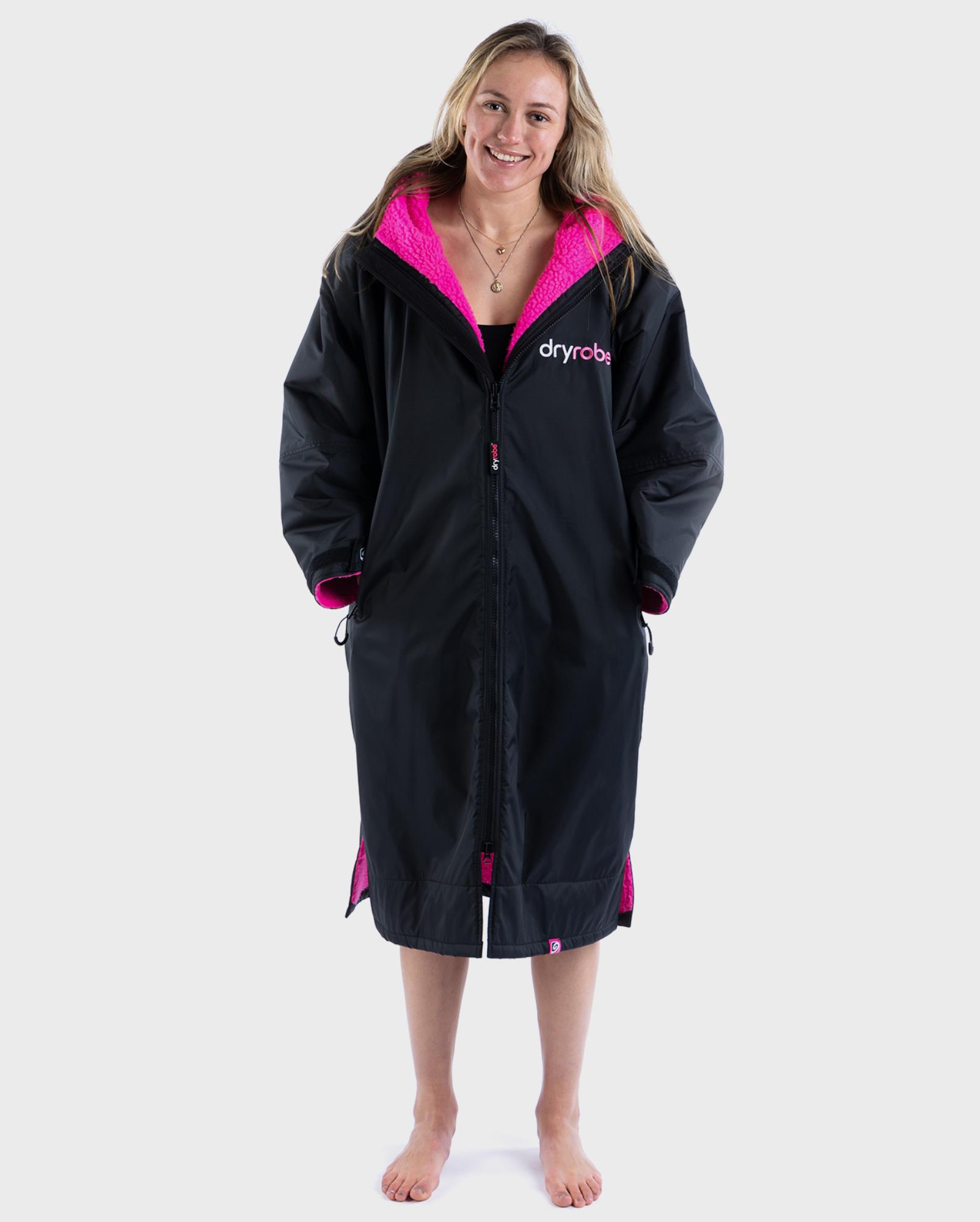 DRYROBE Advance Long Sleeve L Black Pink Waterproof Outdoor Changing Robe