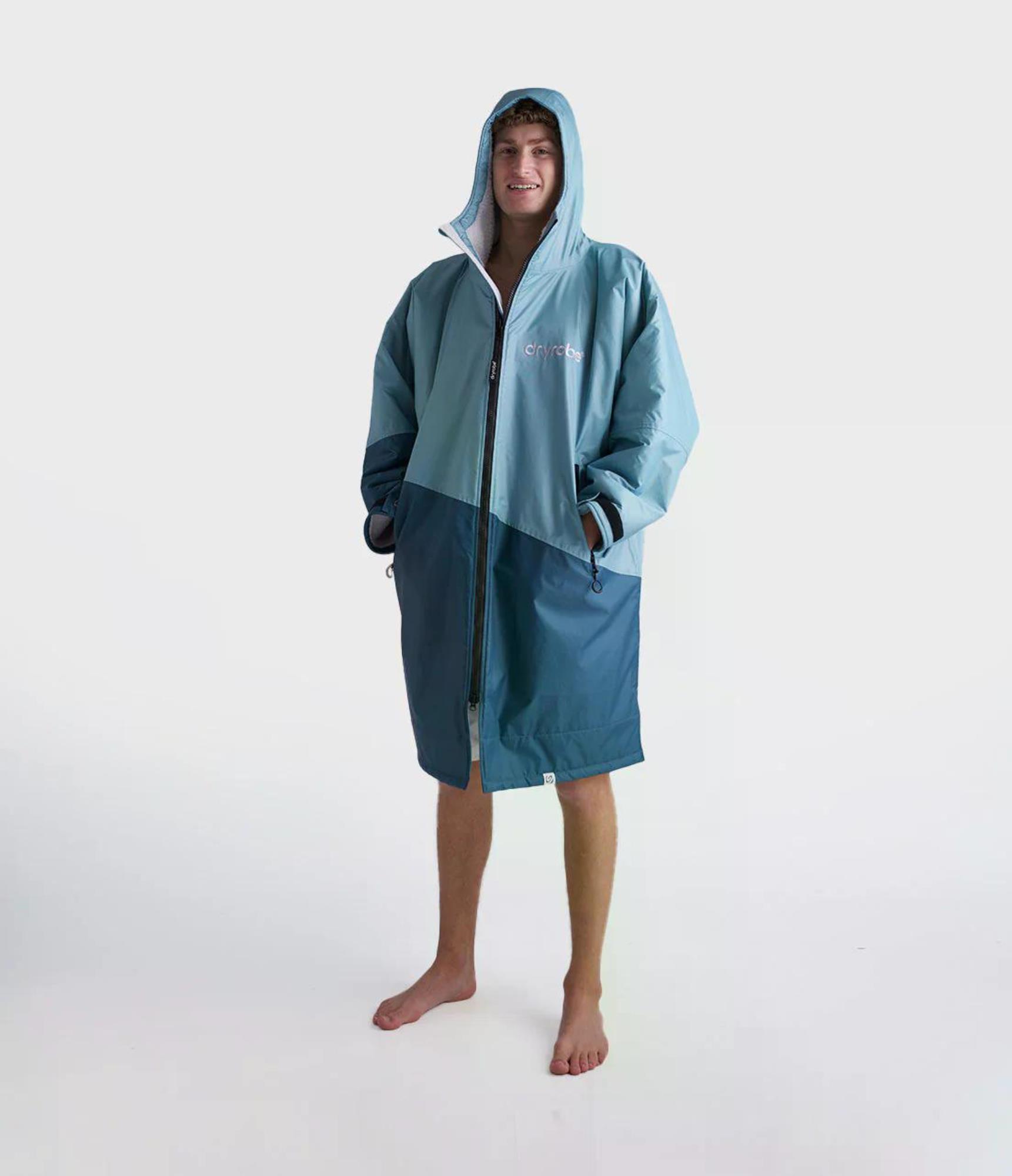 DRYROBE Advance Long Sleeve Blau Hellgrau XS Wasserdichter unisex Outdoor-Umkleidemantel
