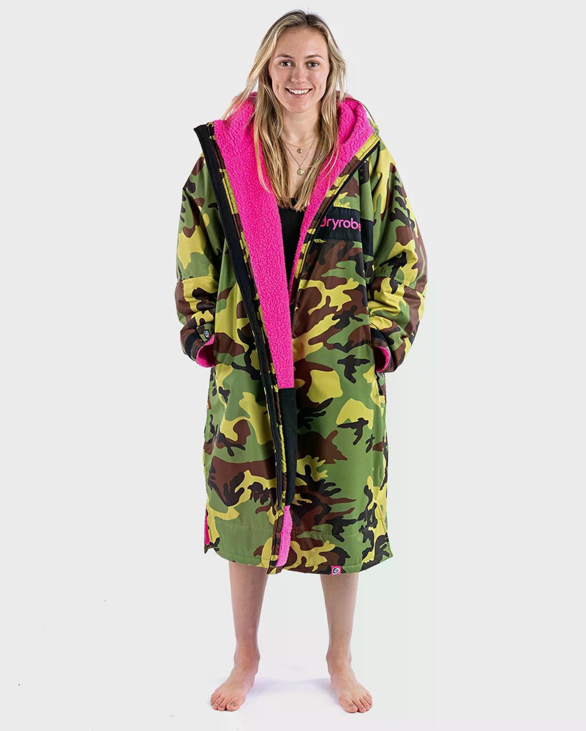 DRYROBE Advance Long Sleeve L Green Camo Pink REMIX Waterproof Outdoor Changing Robe