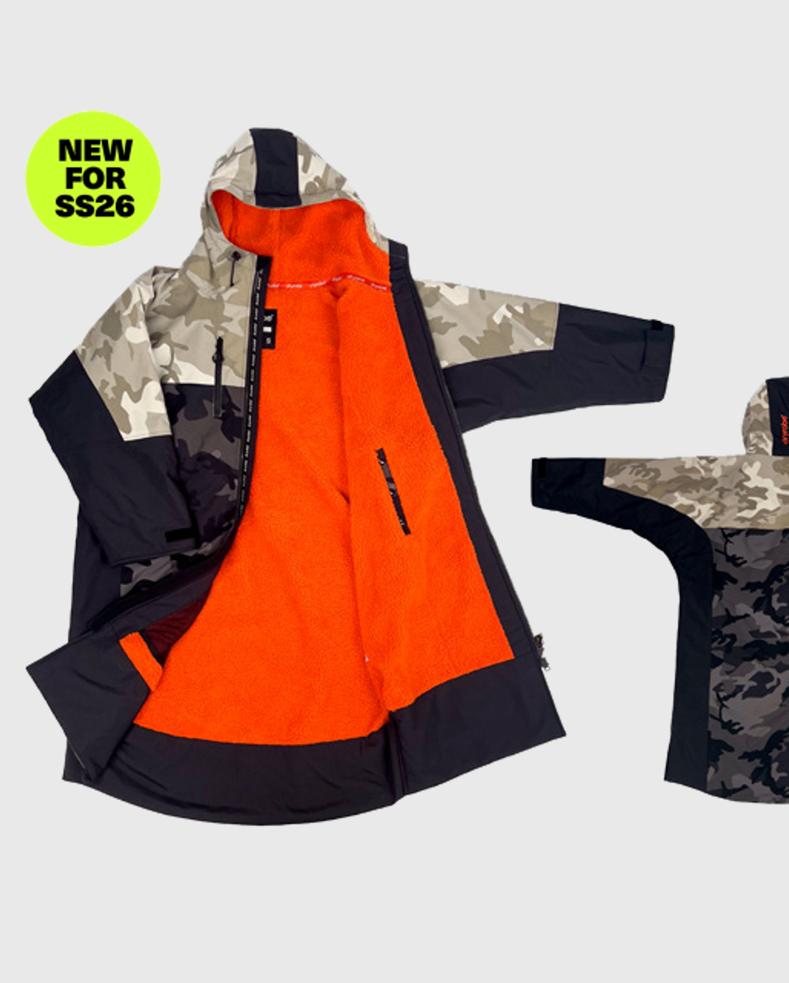 DRYROBE Nexus Long Sleeve Dual Camo Orange L Wasserdichter unisex Outdoor-Umkleidemantel