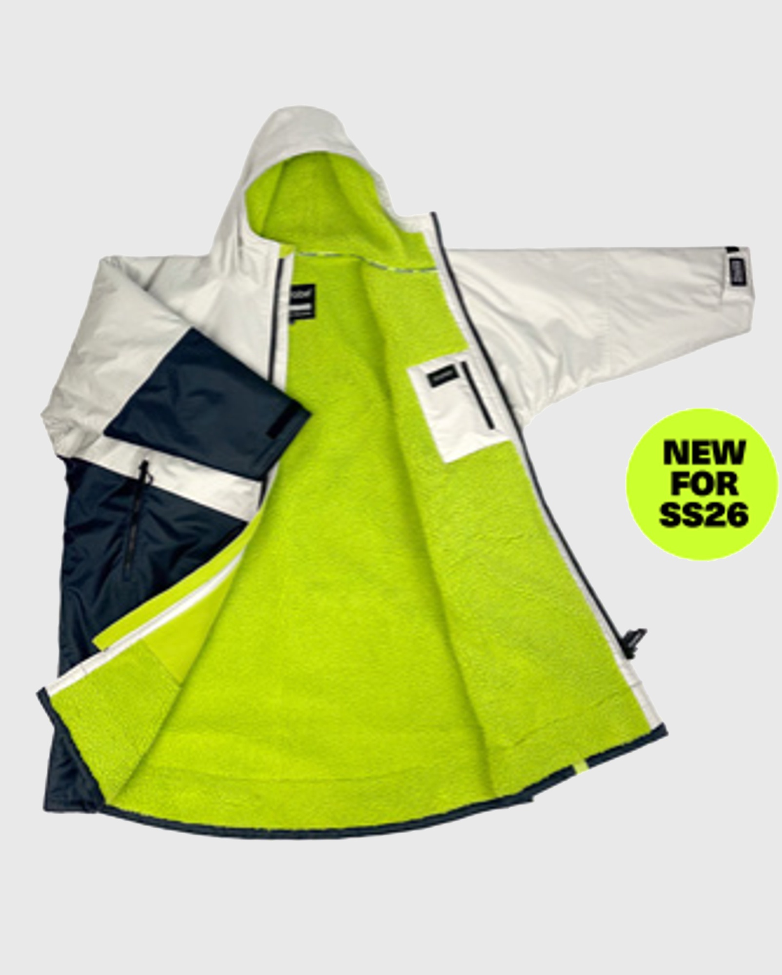 DRYROBE Advance Long Sleeve KIDS Antrazit Lime 5-9 wetterfester wasserdichter Outdoor-Umkleidemantel