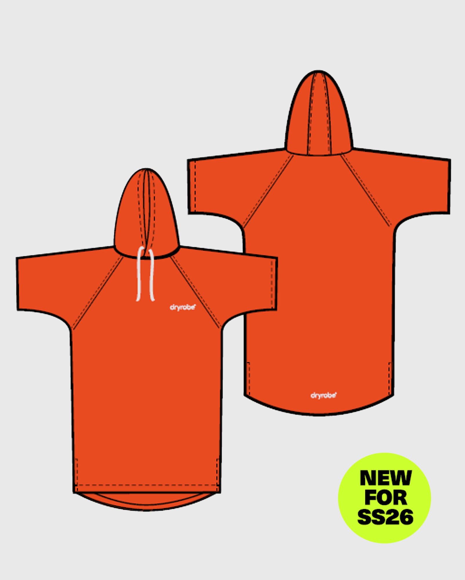 DRYROBE Organic Towel Robe Orange Unisex Beach Poncho