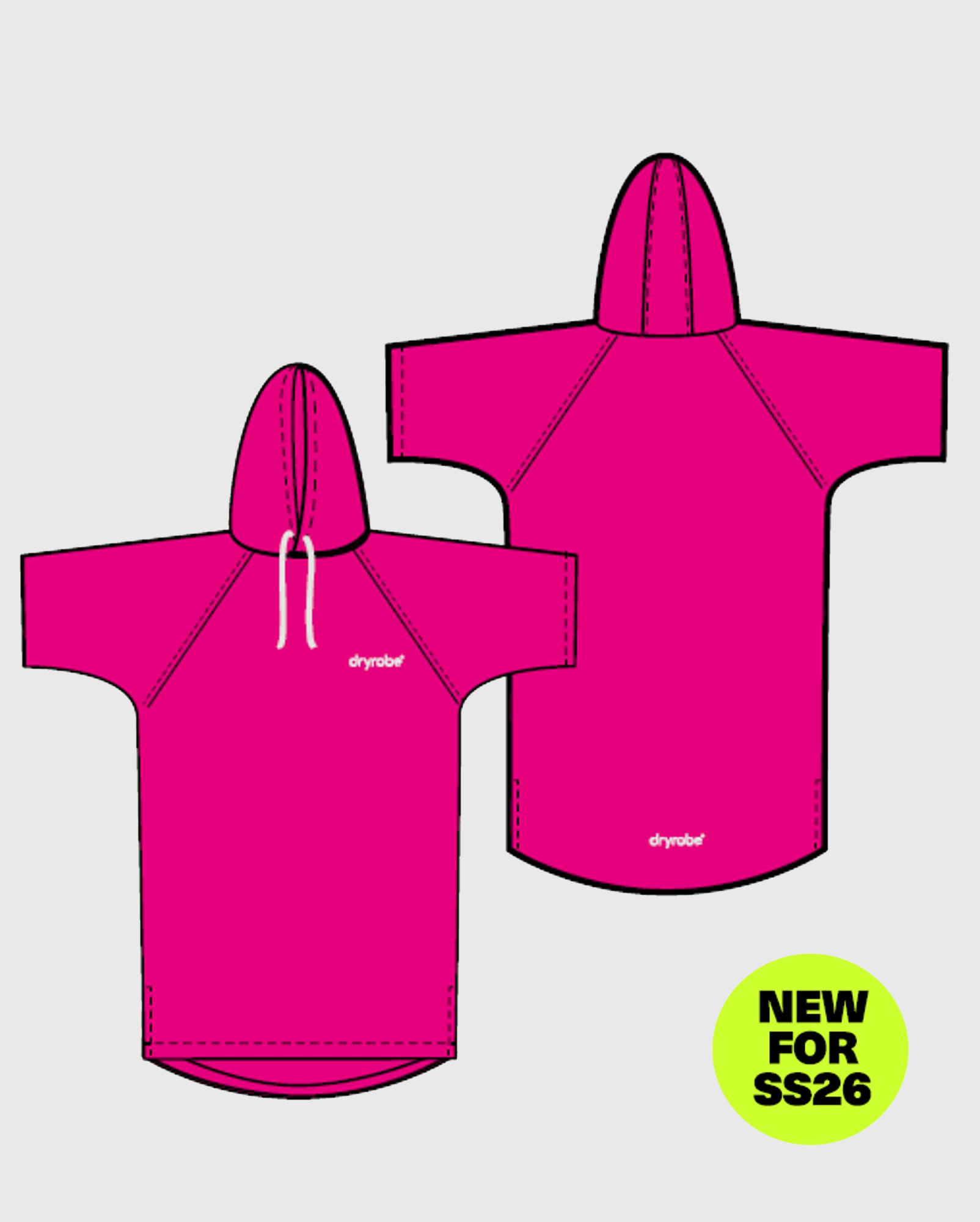 DRYROBE Organic Towel Robe Hot Pink Unisex Beach Poncho