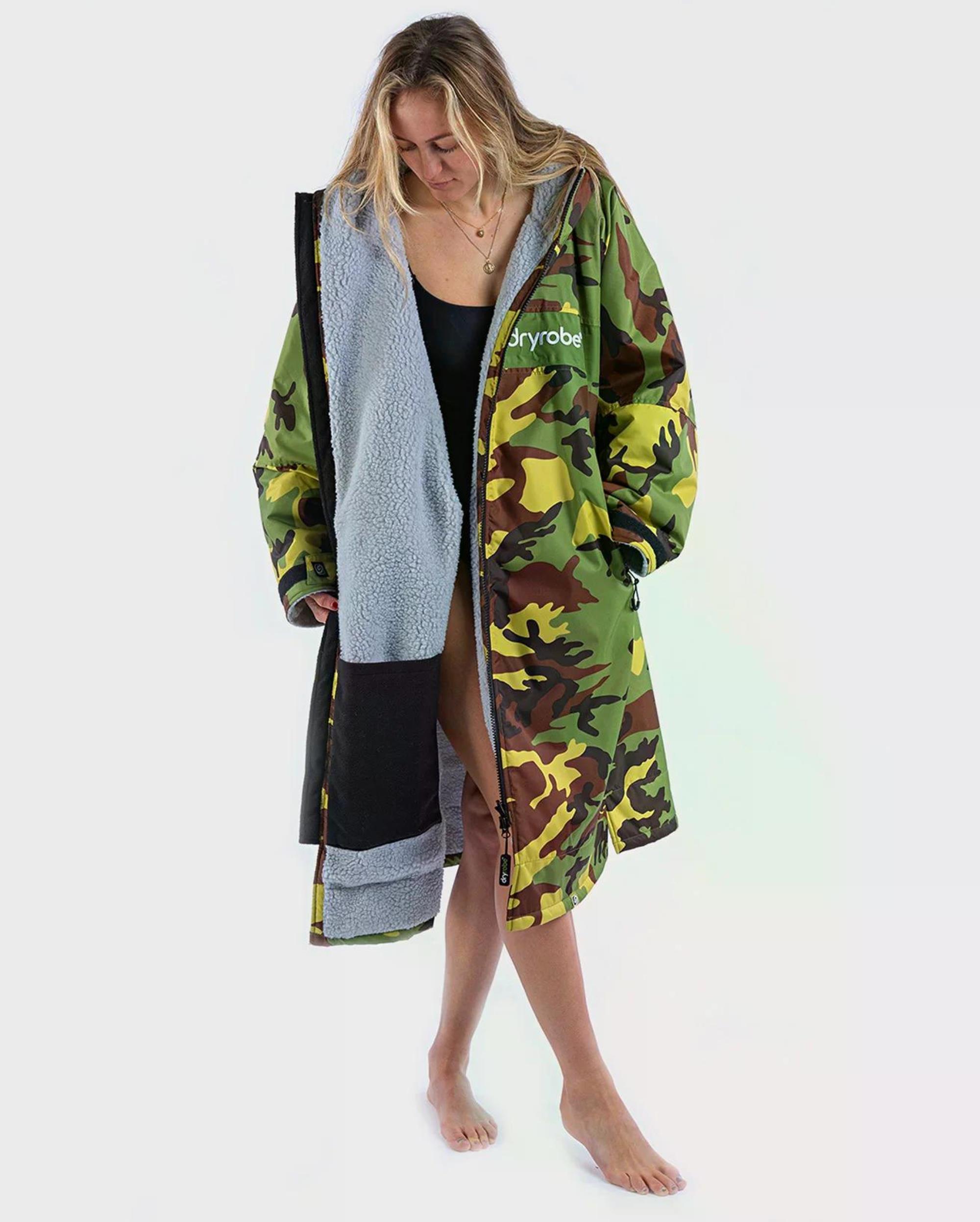 DRYROBE Advance Long Sleeve L Camo Grey Green REMIX Waterproof Outdoor Changing Robe