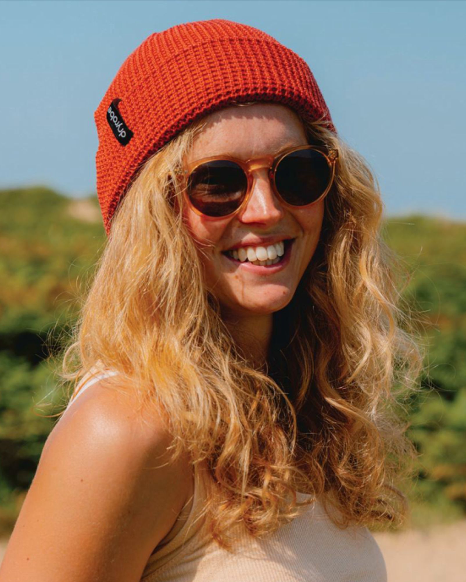 DRYROBE Waffle Beanie Strickmütze Blunt Orange