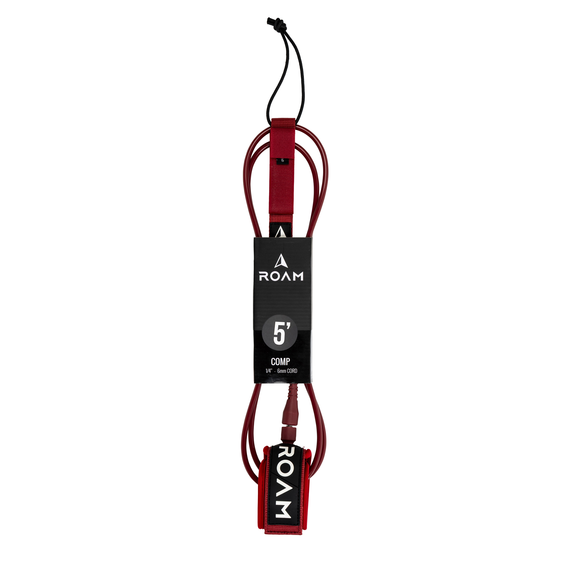 ROAM Surfboard Leash Comp 5.0 152cm 6mm Dunkelrot