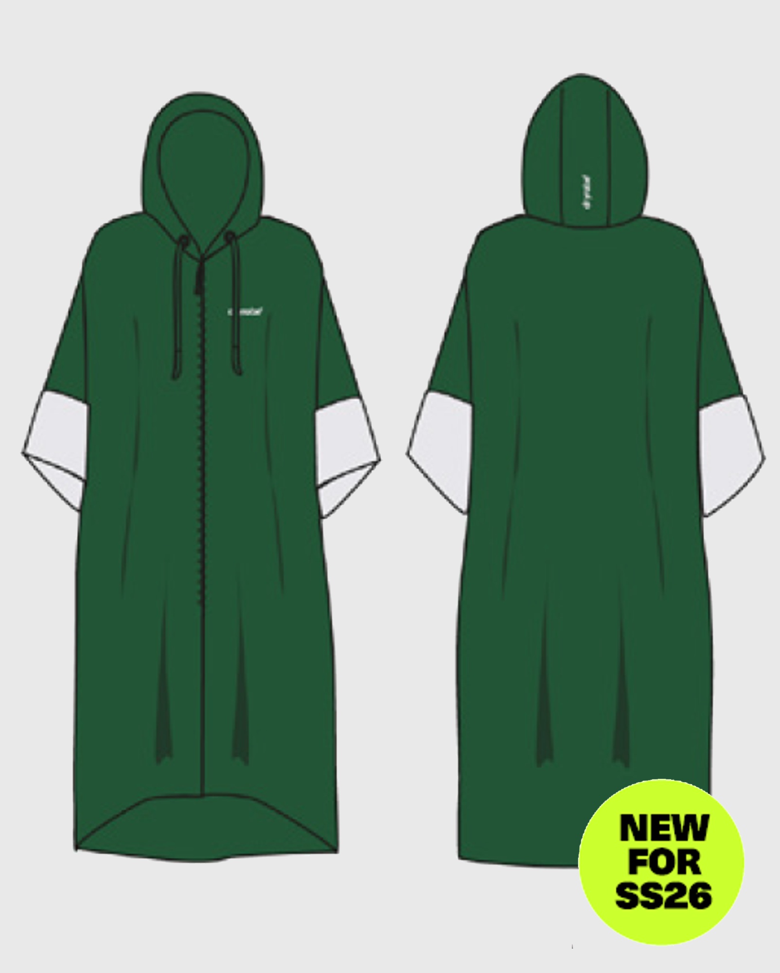 DRYROBE Fullzip Towel Robe Organic Cotton Green L Unisex Beach Poncho
