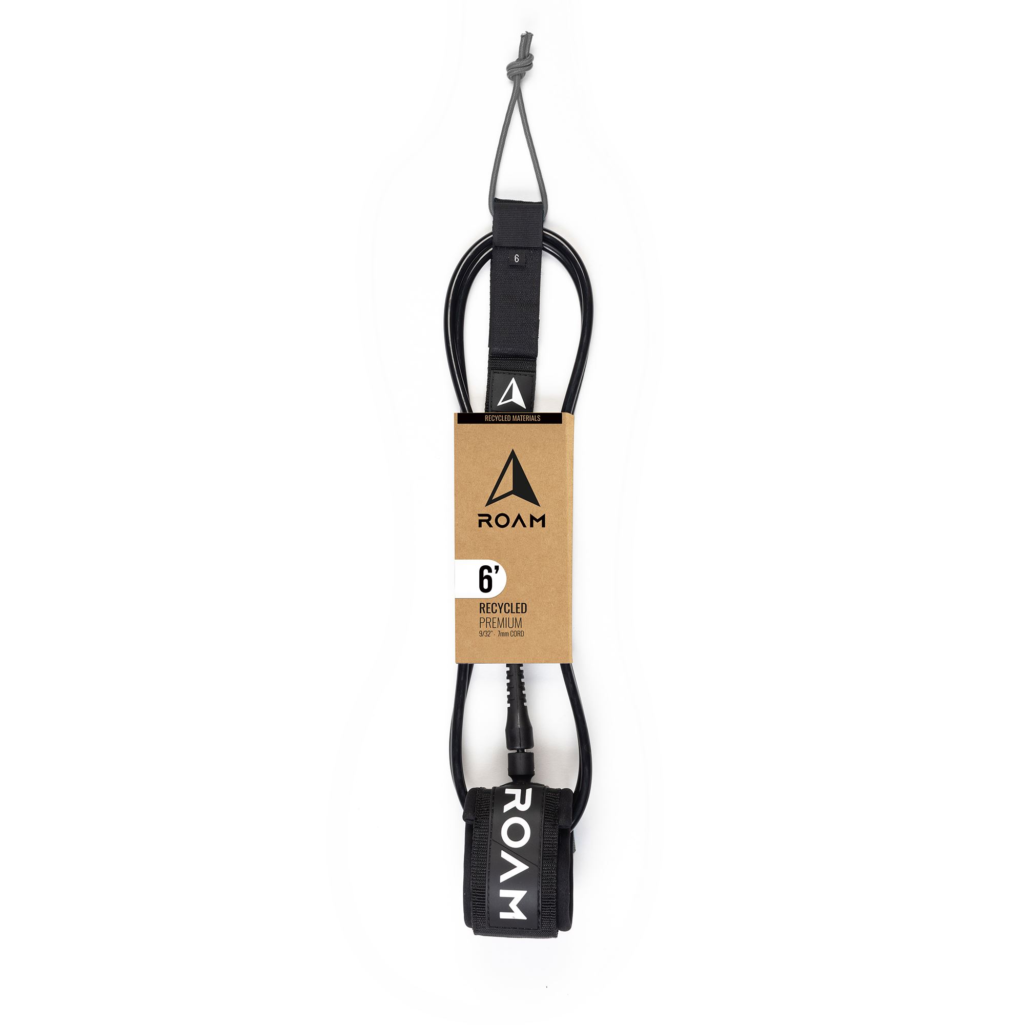 ROAM Surfboard ECO Leash Recycled 6.0 7mm Black 