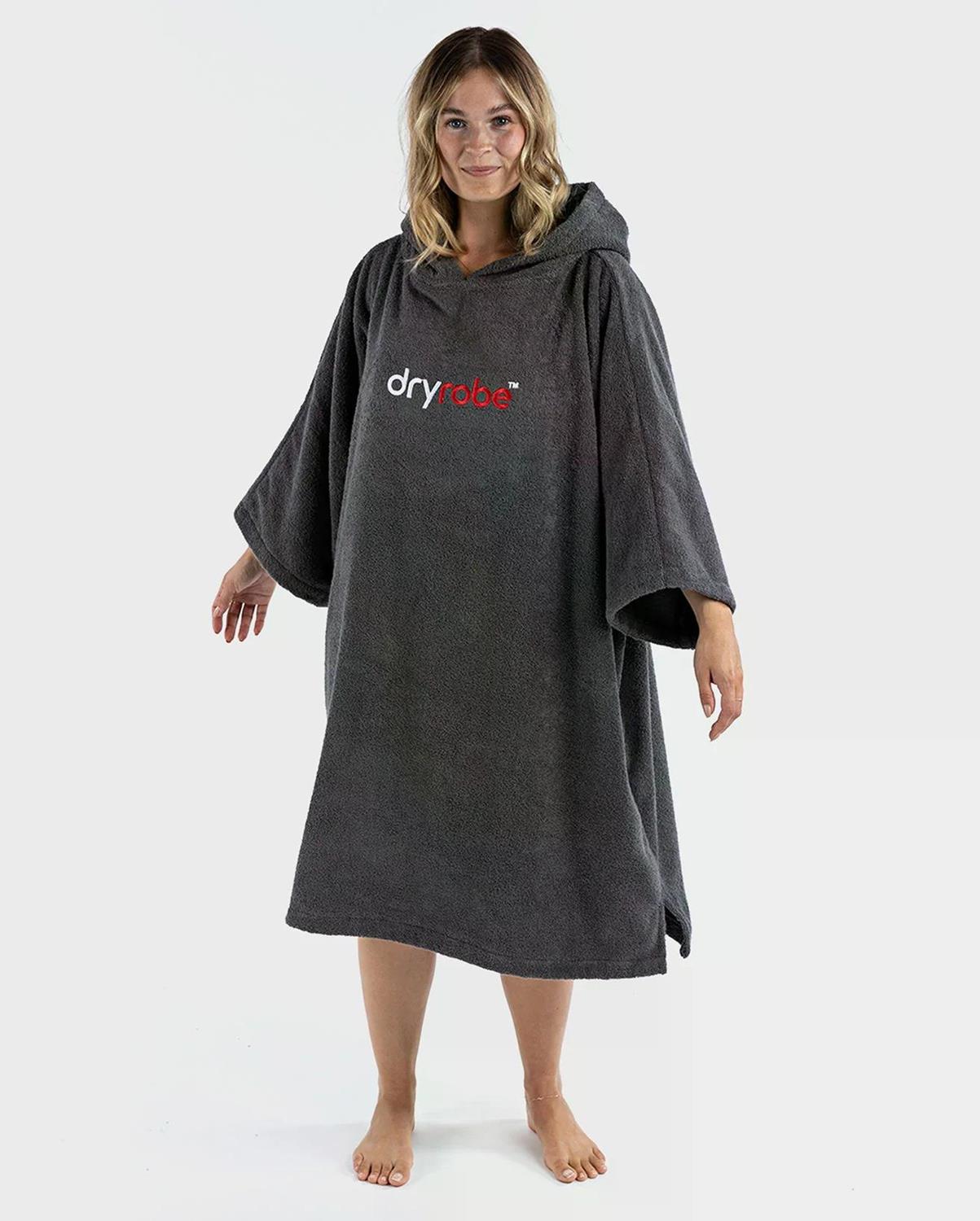 DRYROBE Handtuchmantel Bio Baumwolle Grau unisex Towel Robe Beach Poncho