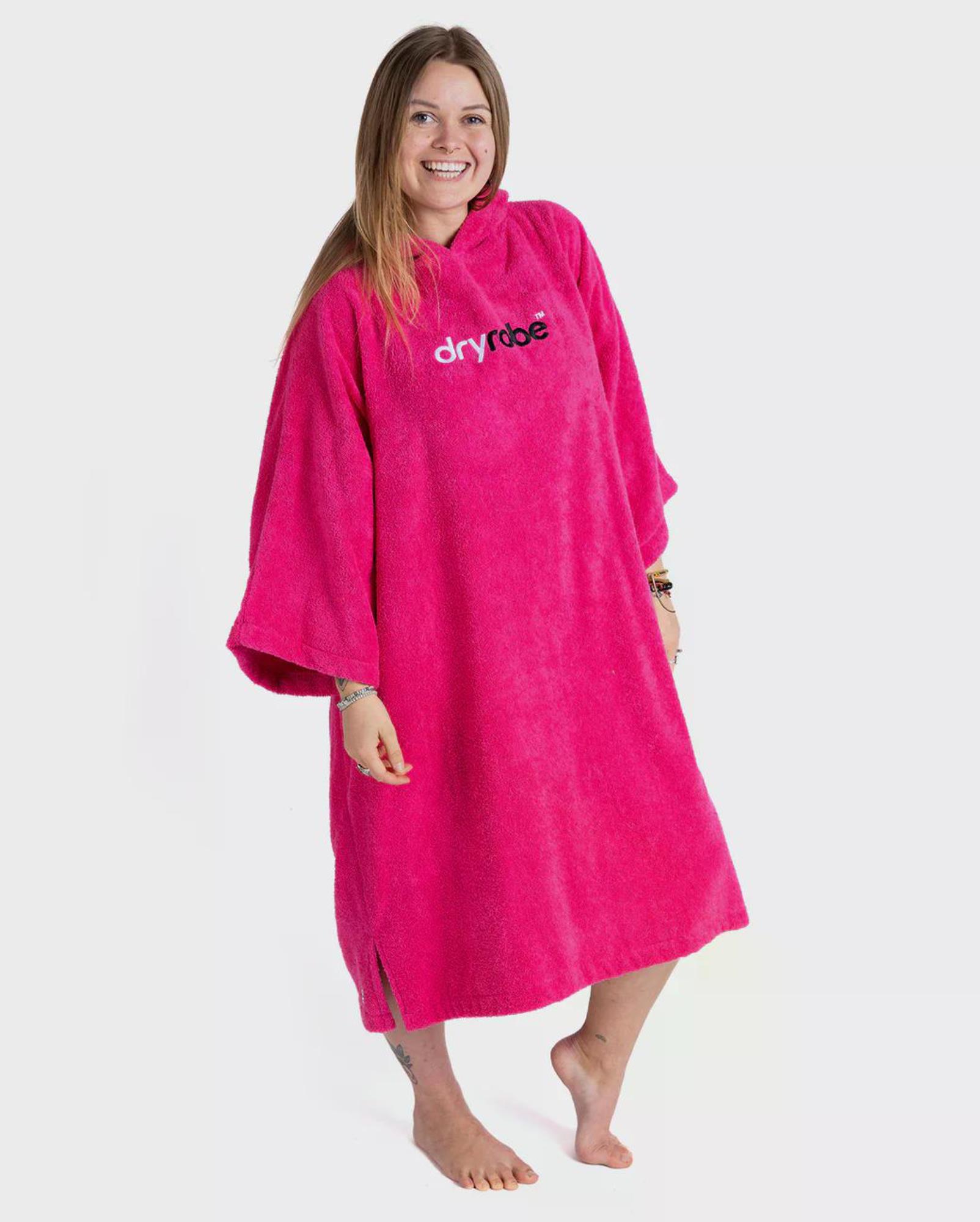 DRYROBE Handtuchmantel Bio Baumwolle Pink unisex Towel Robe Beach Poncho