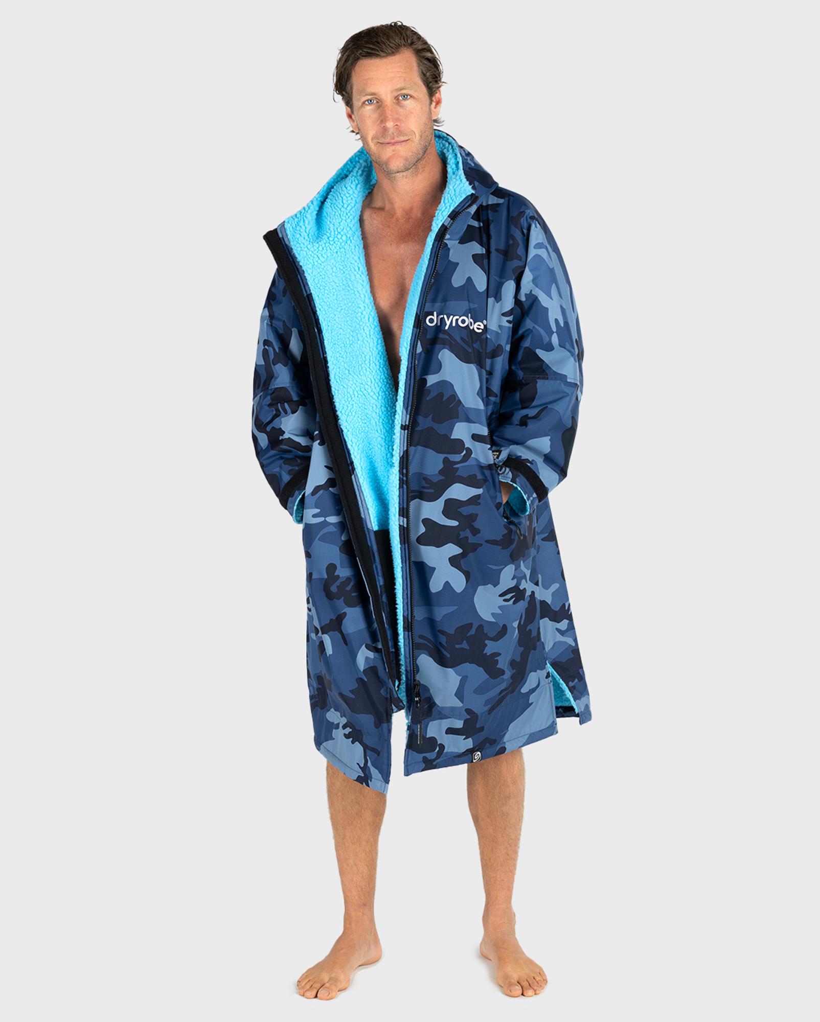 DRYROBE Advance Long Sleeve Blau Camo Blau XXL Wasserdichter unisex Outdoor-Umkleidemantel