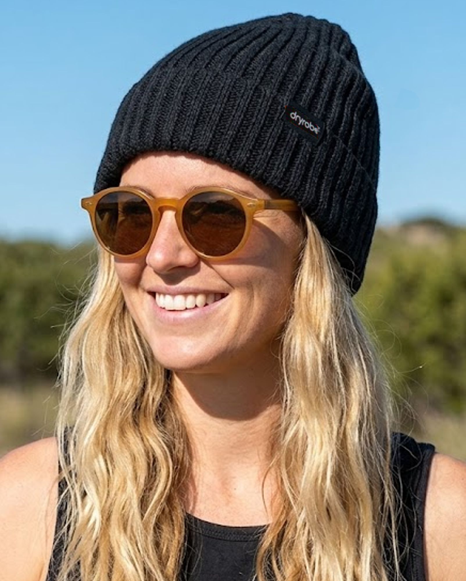 DRYROBE Waffle Beanie Strickmütze Schwarz