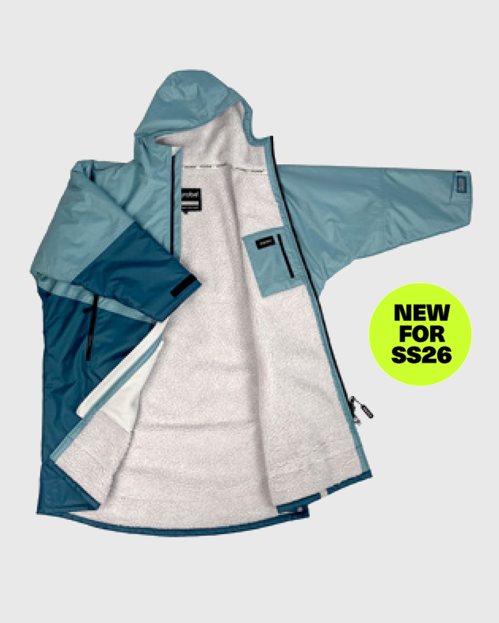 DRYROBE Advance Long Sleeve KIDS Blau Grau 5-9 wetterfester wasserdichter Outdoor-Umkleidemantel