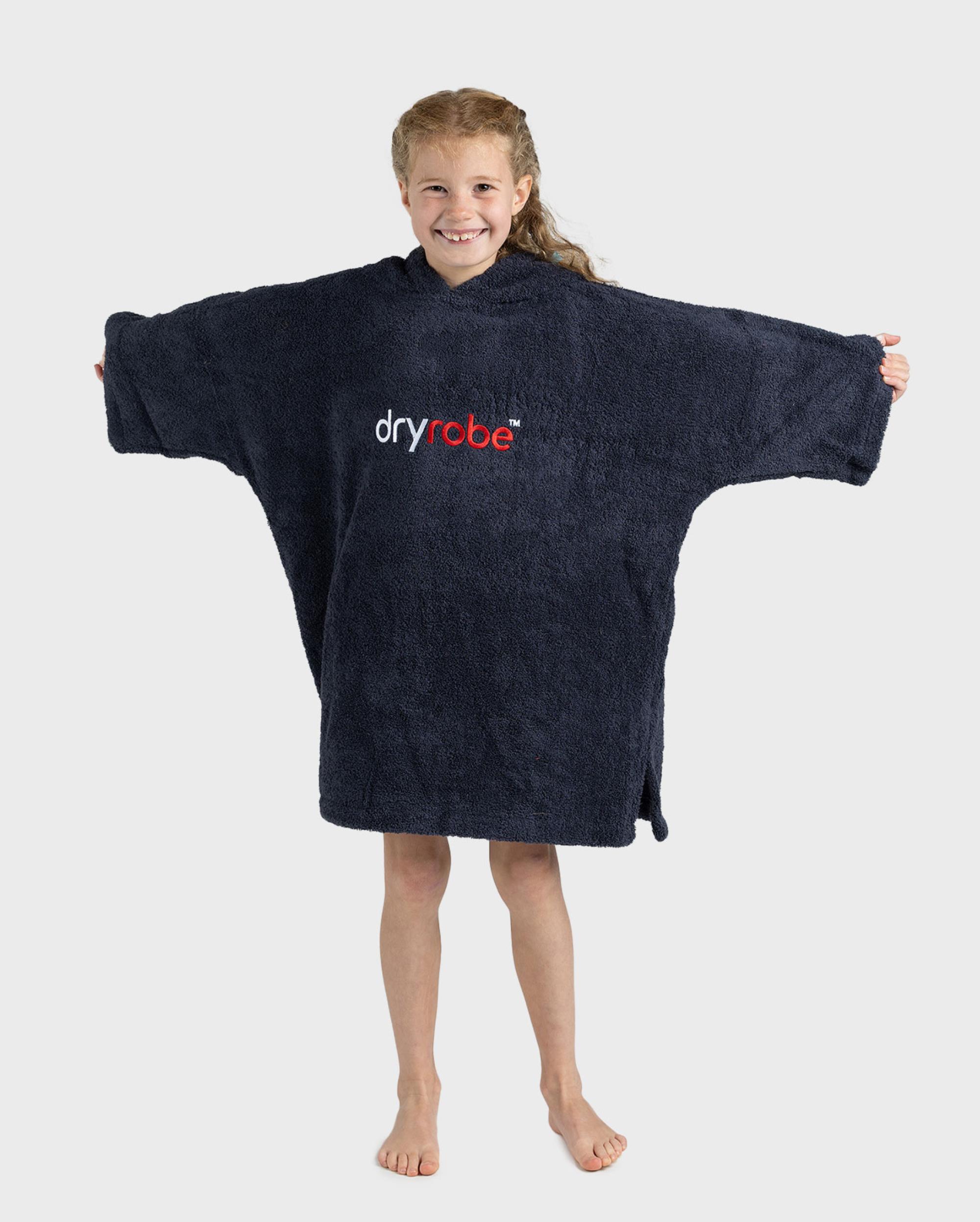 DRYROBE Handtuchmantel Bio KIDS Navy 5-9 unisex Towel Robe Beach Poncho aus Bio Baumwolle