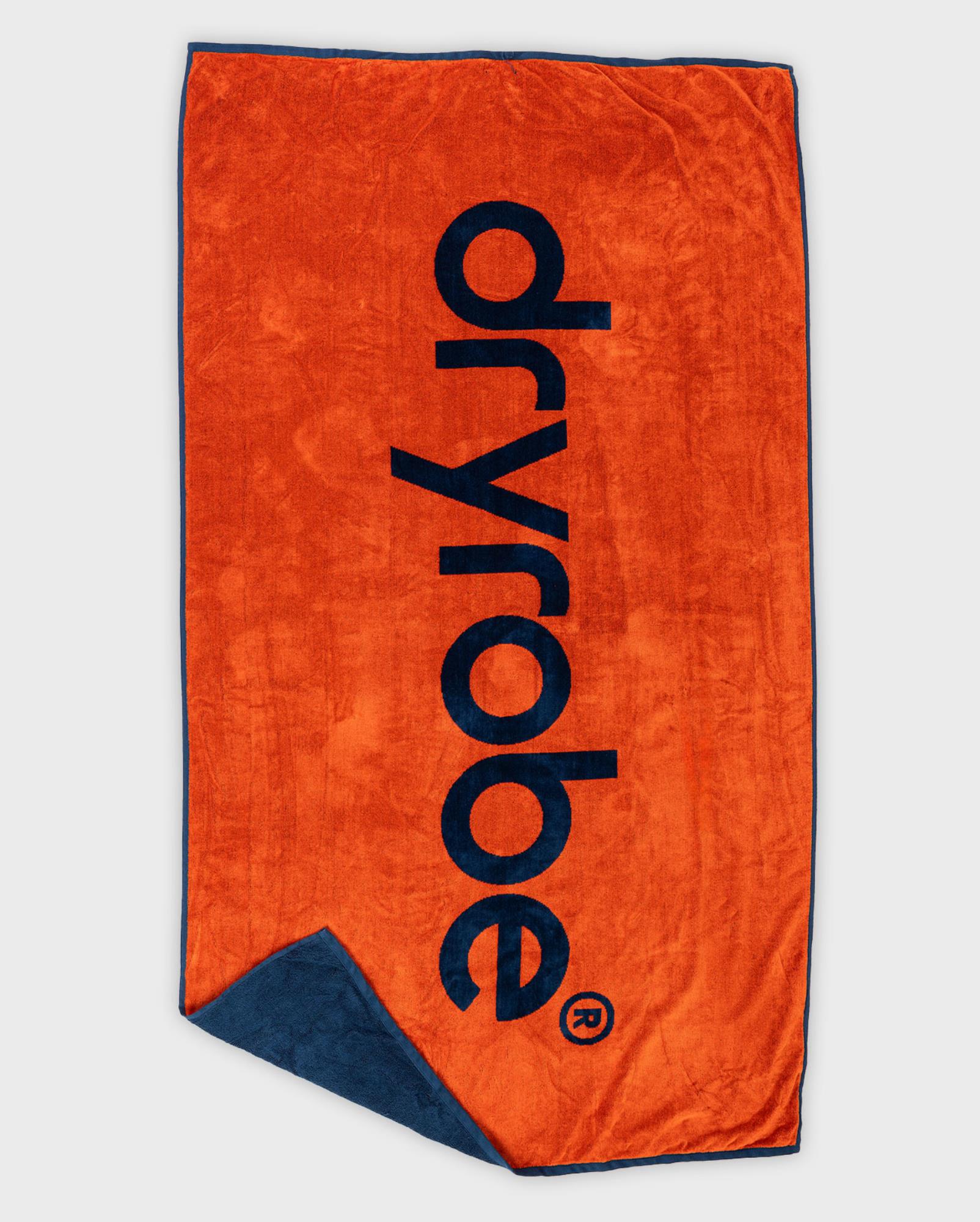 DRYROBE Beach Towel Orange Deep Sea Blue organic cotton