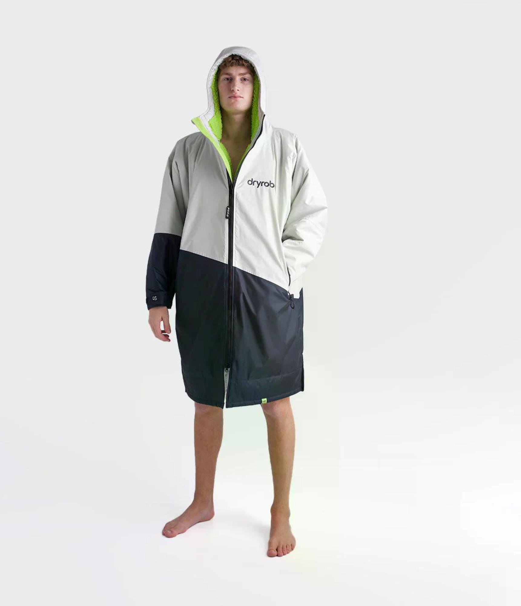 DRYROBE Advance Long Sleeve Antrazit Lime S Wasserdichter unisex Outdoor-Umkleidemantel