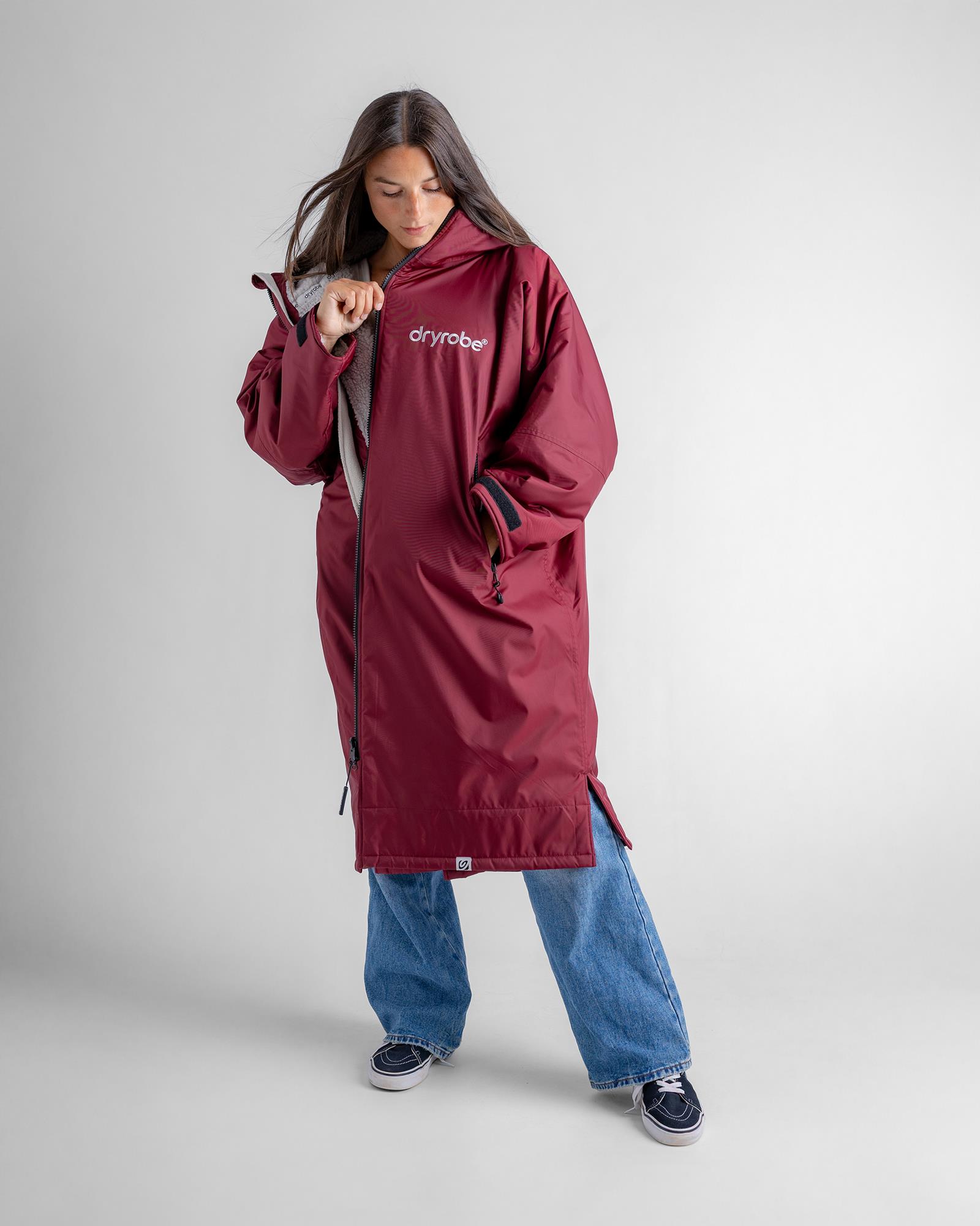 DRYROBE Advance Long Sleeve Burgunder Grau XL Wasserdichter unisex Outdoor-Umkleidemantel